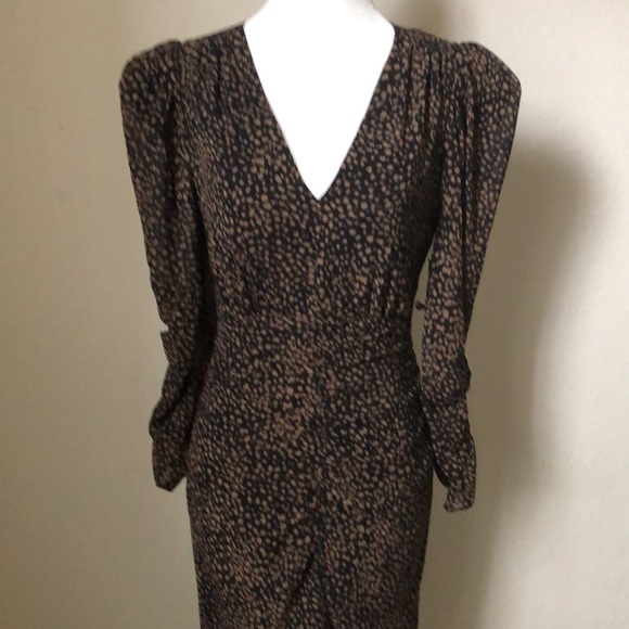 Astr Leopard Print Ruched Front Midi Dress - Picture 3 of 7